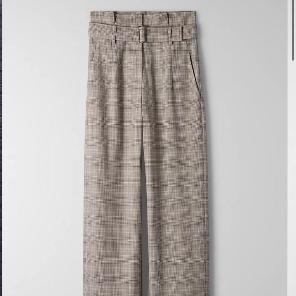 Aritzia Babaton Power Pant in Black/White/Tan Checkprint